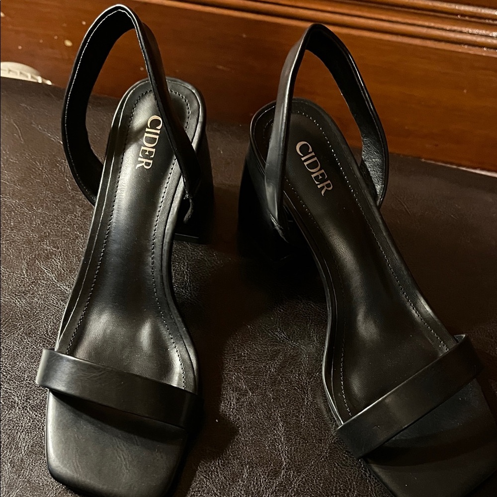 Cider Elegant Black Heeled Sandals